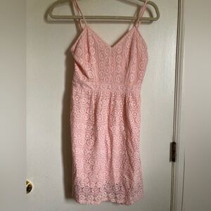 Abercrombie & Fitch Light Peach Floral Lace Overlay Sleeveless Midi Dress #Gr